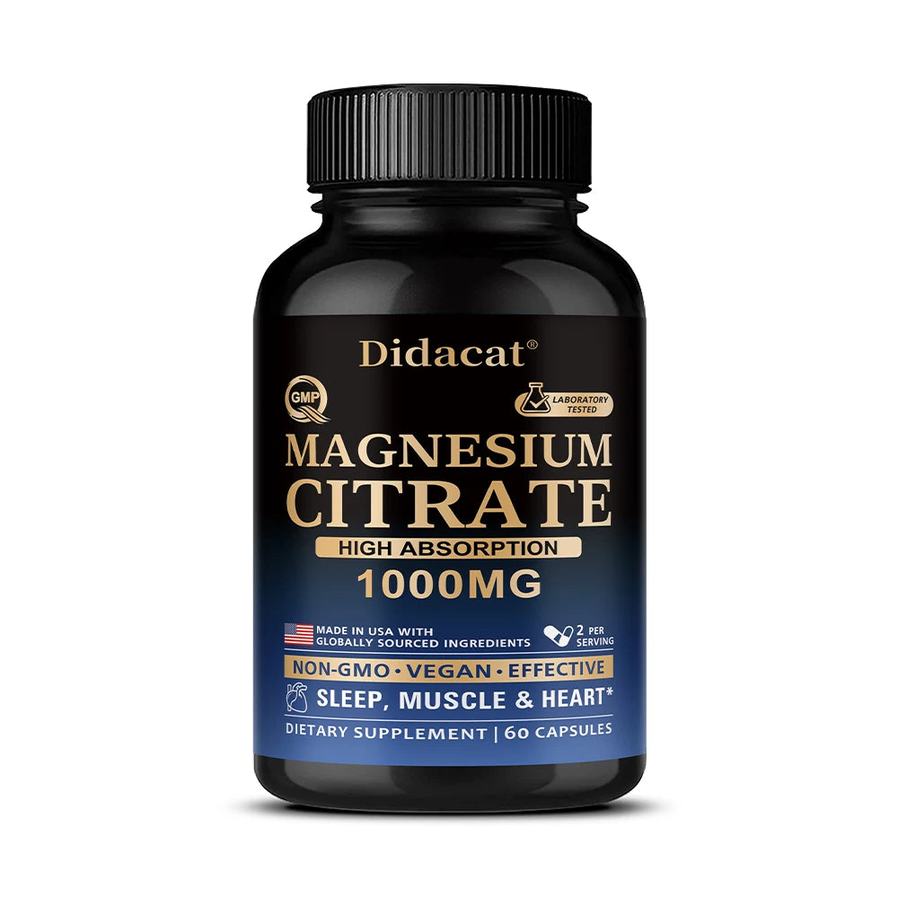 Magnesium Citrate Capsules for Muscle, Nerve & Bone Support