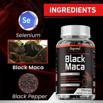Black Maca Root Capsules for Energy, Endurance & Balance