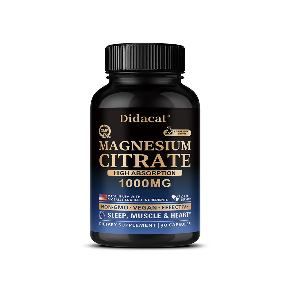 Magnesium Citrate Capsules for Muscle, Nerve & Bone Support