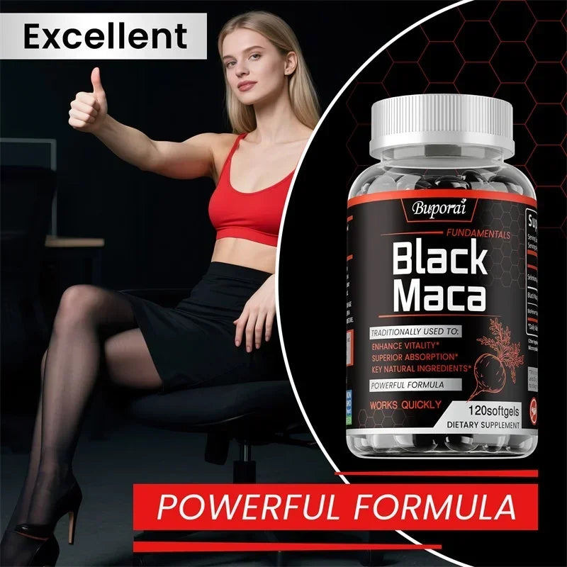 Black Maca Root Capsules for Energy, Endurance & Balance