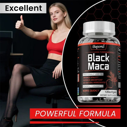 Black Maca Root Capsules for Energy, Endurance & Balance