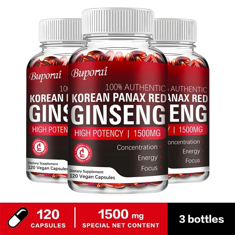 Korean Red Ginseng Capsules for Energy, Vitality & Focus