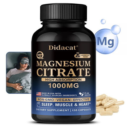 Magnesium Citrate Capsules for Muscle, Nerve & Bone Support