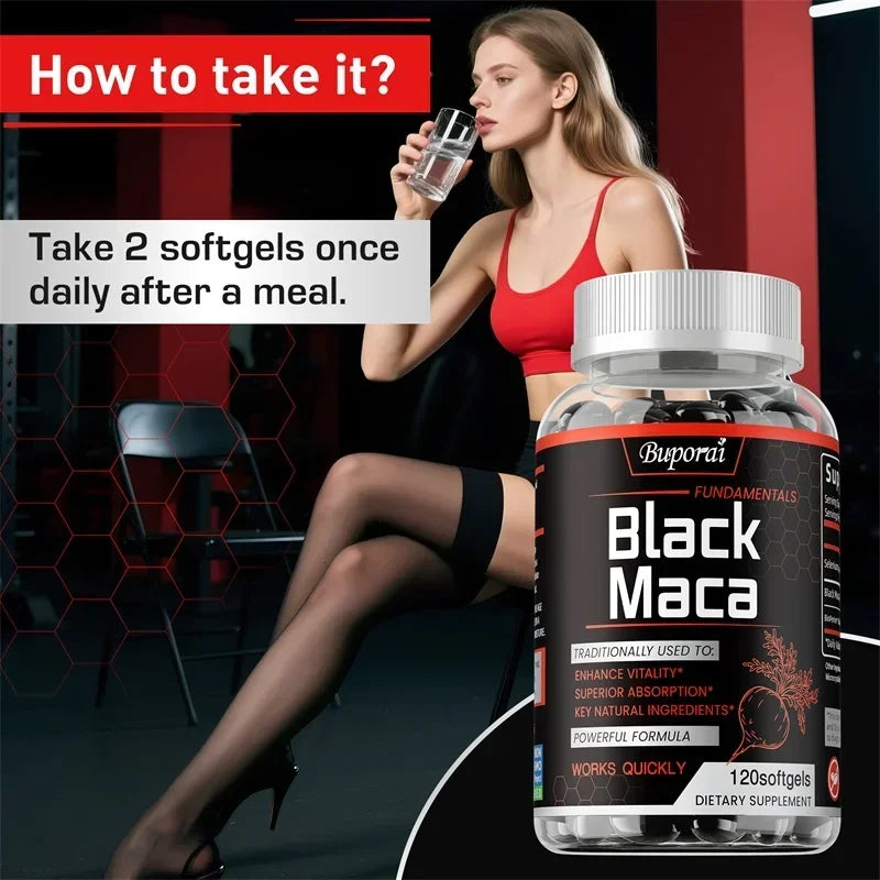 Black Maca Root Capsules for Energy, Endurance & Balance