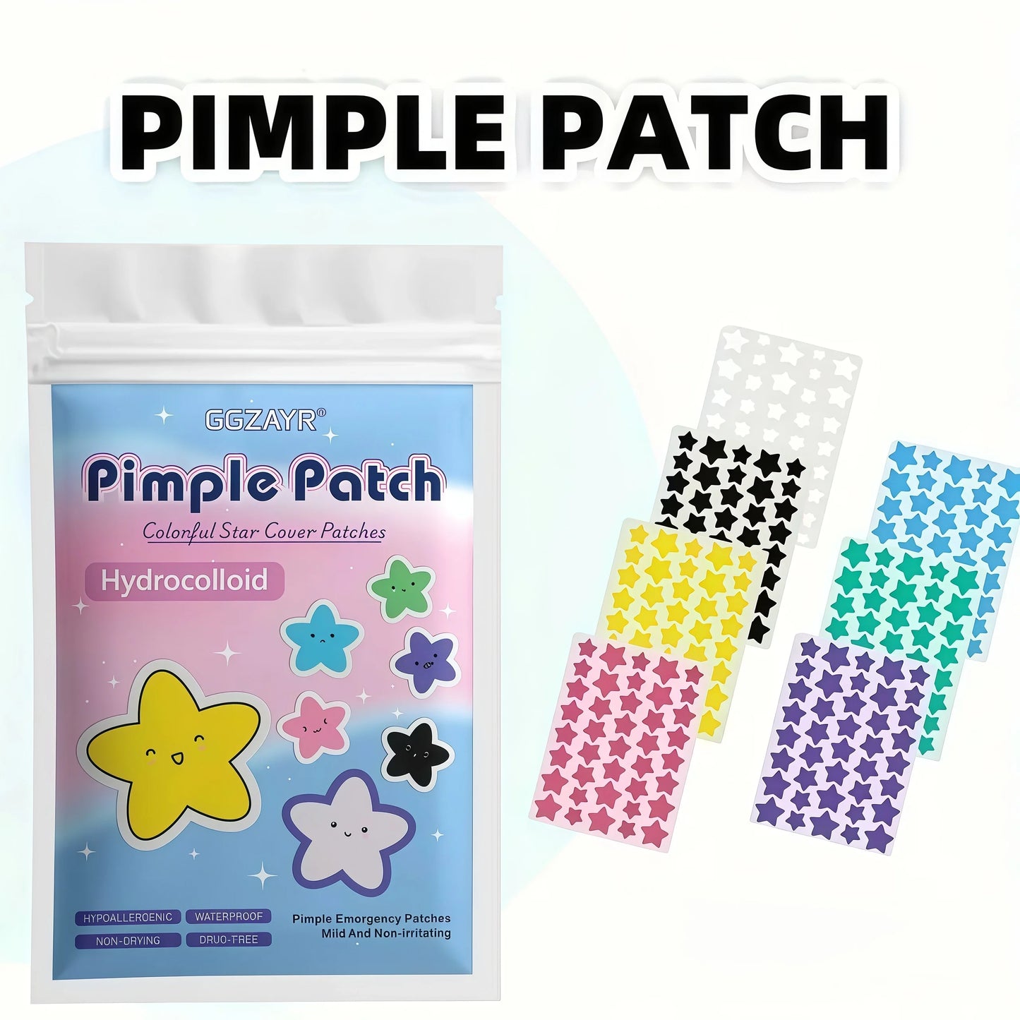Seven-Color Star Pimple Patches for Gentle Acne Care