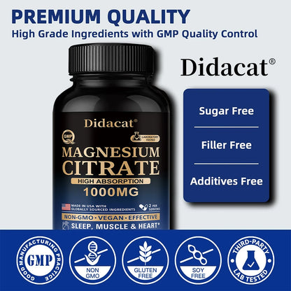 Magnesium Citrate Capsules for Muscle, Nerve & Bone Support