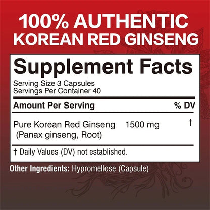 Korean Red Ginseng Capsules for Energy, Vitality & Focus