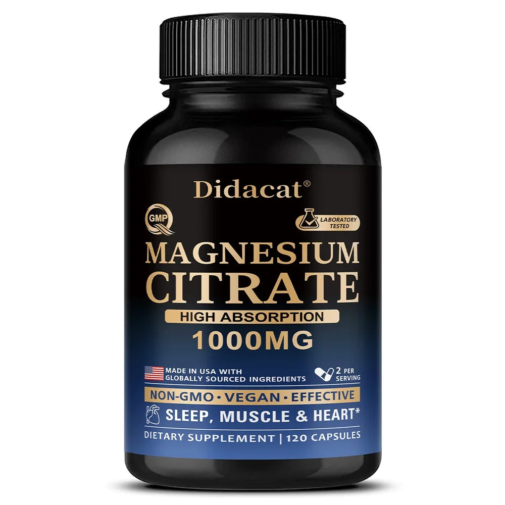 Magnesium Citrate Capsules for Muscle, Nerve & Bone Support