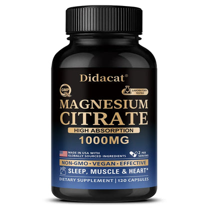 Magnesium Citrate Capsules for Muscle, Nerve & Bone Support