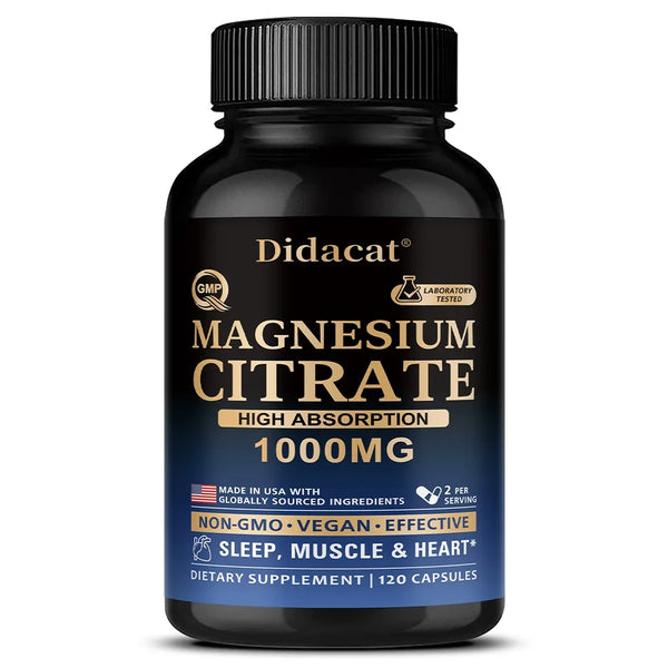 Magnesium Citrate Capsules for Muscle, Nerve & Bone Support