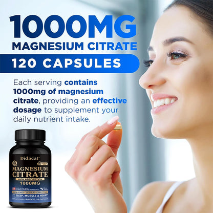 Magnesium Citrate Capsules for Muscle, Nerve & Bone Support